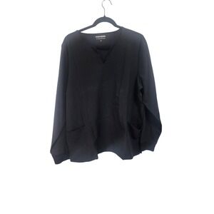 Mandala Black‎ V-Neck Long Sleeve Scrub Top Women's XL